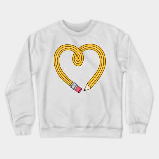 Heart Shaped Yellow Drawing Pencil Crewneck Sweatshirt